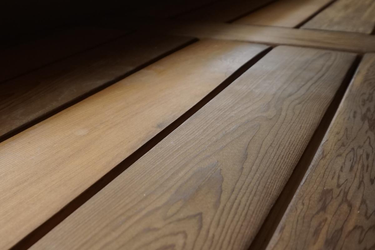 Closeup of wood grain on bench